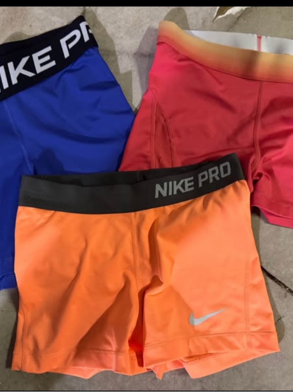 Nike Pro Compression Shorts Trio - Orange, Blue, Red
